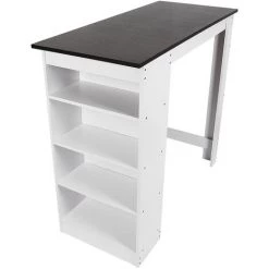 WYCTIN Hofuton Table De Bar 115*50*103CM Blanc + Noir -Table haute et bar Soldes 15812490 4
