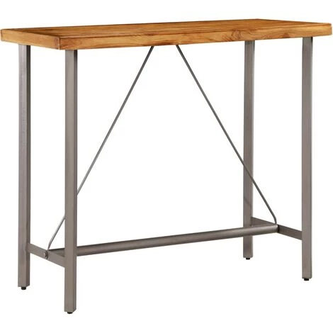 HELLOSHOP26 Table Haute Mange Debout Bar Bistrot Teck Recyclé Massif 120 Cm 4 HELLOSHOP26 Table Haute Mange Debout Bar Bistrot Teck Recyclé Massif 120 Cm – Image 2