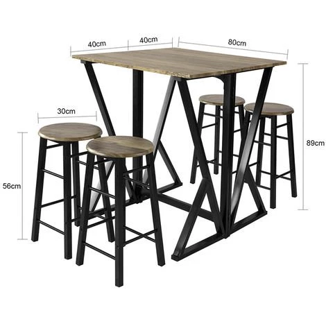 Set De 1 Table + 4 Chaises Ensemble Table De Bar Bistrot + 4 Tabourets SoBuy® OGT24-N 5 Set De 1 Table + 4 Chaises Ensemble Table De Bar Bistrot + 4 Tabourets SoBuy® OGT24-N – Image 3