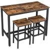 VASAGLE Lot Table Et Chaises De Bar, Table Haute Avec 2 Tabourets De Style Industriel, Pour Cuisine, Salle à Manger, Salon, Marron Rustique Par SONGMICS LBT15X - Marron Rustique