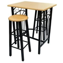 ASUPERMALL Lot D'Une Table Haute De Bar Avec 2 Tabourets ''Phoenix'' -Table haute et bar Soldes 16803604 2