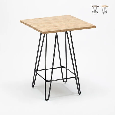 AHD AMAZING HOME DESIGN Table Haute Industrielle 60x60 Métal Acier Bois Bolt | Couleur: Beige 3 AHD AMAZING HOME DESIGN Table Haute Industrielle 60x60 Métal Acier Bois Bolt | Couleur: Beige
