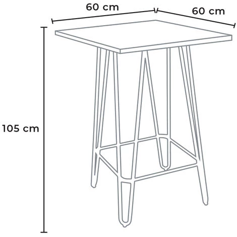 AHD AMAZING HOME DESIGN Table Haute Industrielle 60x60 Métal Acier Bois Bolt | Couleur: Beige 7 AHD AMAZING HOME DESIGN Table Haute Industrielle 60x60 Métal Acier Bois Bolt | Couleur: Beige – Image 5