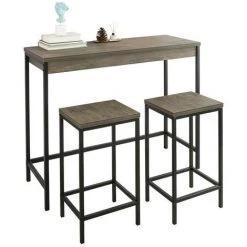 Lot Table Et Tabourets De Bar De Style Industriel Ensemble Table De Bar + 2 Tabourets,SoBuy