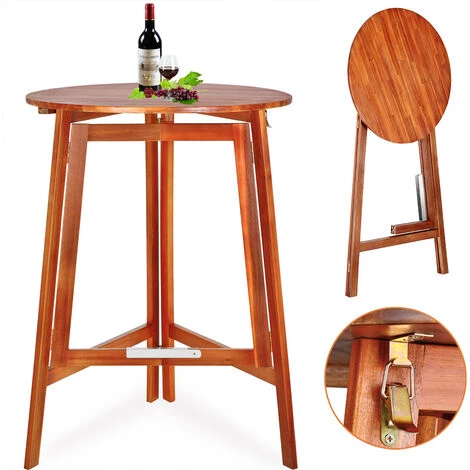 DEUBA Table Haute Pliable En Bois Massif Naturel 110cm Hauteur Ø 78 Cm Bar Fête Bistrot Jardin évènements Anniversaire 3 DEUBA Table Haute Pliable En Bois Massif Naturel 110cm Hauteur Ø 78 Cm Bar Fête Bistrot Jardin évènements Anniversaire