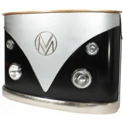 MADE IN MEUBLES Meuble Bar Noir Avec Plateau En Bois De Manguier Combi - Noir -Table haute et bar Soldes 18478863 4