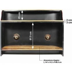 MADE IN MEUBLES Meuble Bar Rouge Avec Plateau En Bois De Manguier Combi - Rouge -Table haute et bar Soldes 18478864 4