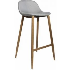 ALTOBUY TYOMA - Ensemble Mange-Debout + 4 Tabourets Tissu Gris - Blanc -Table haute et bar Soldes 18483871 3