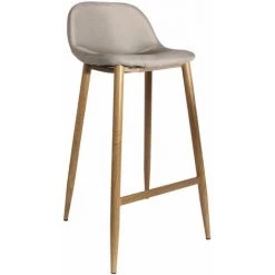ALTOBUY TYOMA - Ensemble Mange-Debout + 4 Tabourets Tissu Beige - Blanc -Table haute et bar Soldes 18483872 3