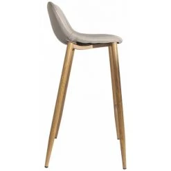 ALTOBUY TYOMA - Ensemble Mange-Debout + 4 Tabourets Tissu Beige - Blanc -Table haute et bar Soldes 18483872 4