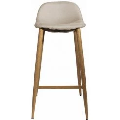 ALTOBUY TYOMA - Ensemble Mange-Debout + 4 Tabourets Tissu Beige - Blanc -Table haute et bar Soldes 18483872 5