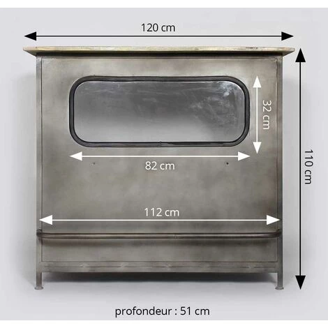 MADE IN MEUBLES Meuble Bar En Métal Gris Arsène - Gris 5 MADE IN MEUBLES Meuble Bar En Métal Gris Arsène - Gris – Image 3