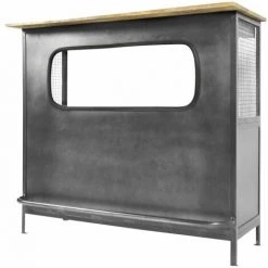 MADE IN MEUBLES Meuble Bar En Métal Gris Arsène - Gris 9 MADE IN MEUBLES Meuble Bar En Métal Gris Arsène - Gris -Table haute et bar Soldes 18777490 4