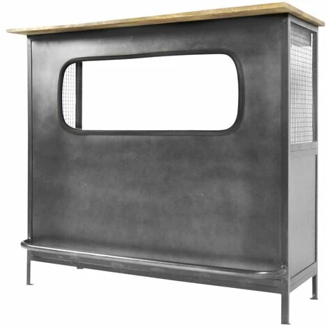 MADE IN MEUBLES Meuble Bar En Métal Gris Arsène - Gris 6 MADE IN MEUBLES Meuble Bar En Métal Gris Arsène - Gris – Image 4