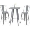 Set Table Mange-depout + 2x Tabouret De Bar HHG-866, Chaise/table De Bar, Design Industriel ~ Gris -Table haute et bar Soldes 18941816 1