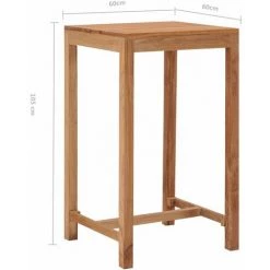 Table De Bar De Jardin 60x60x105 Cm Bois De Teck Solide VidaXL -Table haute et bar Soldes 19322046 3