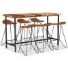 VidaXL Ensemble De Bar 7 Pcs Bois De Récupération Et Cuir Véritable - Multicolore -Table haute et bar Soldes 19518965 1