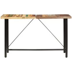 VidaXL Ensemble De Bar 7 Pcs Bois De Récupération Et Cuir Véritable - Multicolore -Table haute et bar Soldes 19518965 3