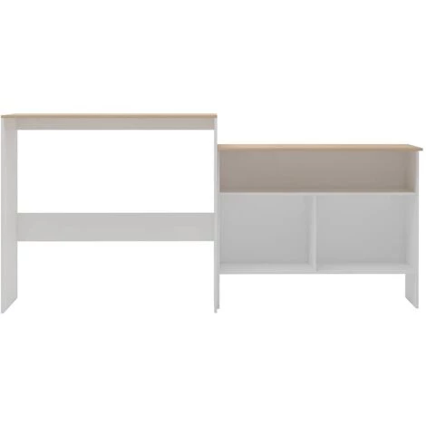 YOUTHUP Table De Bar Avec 2 Dessus De Table Blanc Et Chêne 130x40x120cm 5 YOUTHUP Table De Bar Avec 2 Dessus De Table Blanc Et Chêne 130x40x120cm – Image 3