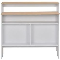YOUTHUP Table De Bar Avec 2 Dessus De Table Blanc Et Chêne 130x40x120cm 11 YOUTHUP Table De Bar Avec 2 Dessus De Table Blanc Et Chêne 130x40x120cm -Table haute et bar Soldes 19532908 5