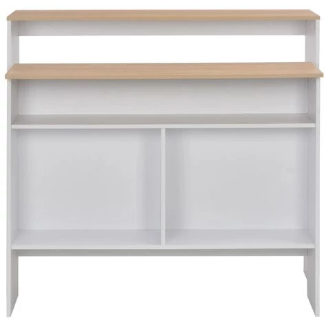 YOUTHUP Table De Bar Avec 2 Dessus De Table Blanc Et Chêne 130x40x120cm 7 YOUTHUP Table De Bar Avec 2 Dessus De Table Blanc Et Chêne 130x40x120cm – Image 5