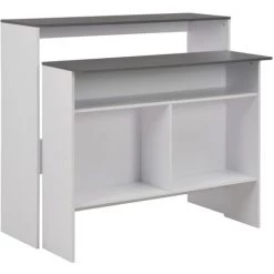 YOUTHUP Table De Bar Avec 2 Dessus De Table Blanc Et Gris 130x40x120 Cm