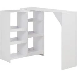 YOUTHUP Table De Bar Avec Tablette Amovible Blanc 138 X 40 X 120 Cm