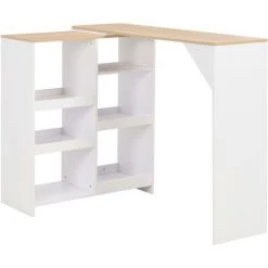 YOUTHUP Table De Bar Avec Tablette Amovible Blanc 138 X 40 X 120 Cm