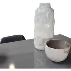 IDMARKET Table De Bar BARTH 2 à 4 Personnes Ajourée Bois Blanc Plateau Gris - Gris -Table haute et bar Soldes 19630088 5