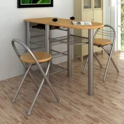 ASUPERMALL Ensemble De Table Et De Chaises De Bar / Cuisine Bois -Table haute et bar Soldes 19766678 2