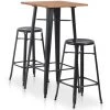 ASUPERMALL Mobilier De Bar 3 Pcs Acier Noir -Table haute et bar Soldes 19768154 1