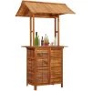 ASUPERMALL Table De Bar D'exterieur Avec Toit 122x106x217 Cm Bois D'acacia -Table haute et bar Soldes 19769127 1