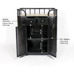 MADE IN MEUBLES Bar à Roulettes En Métal Noir Paco - Noir -Table haute et bar Soldes 19805725 2