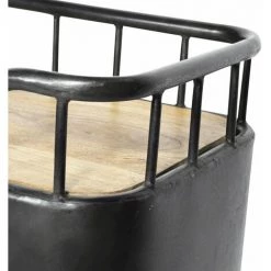 MADE IN MEUBLES Bar à Roulettes En Métal Noir Paco - Noir -Table haute et bar Soldes 19805725 4