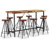 VidaXL Ensemble De Bar 9 Pcs Bois De Récupération Et - Brun -Table haute et bar Soldes 19807692 1