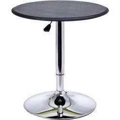HOMCOM Table De Bar Table Bistro Chic Style Contemporain Table Ronde Hauteur Réglable 67-93 Cm Ø 63 Cm Plateau Pivotant 360° Métal Chromé PVC Noir