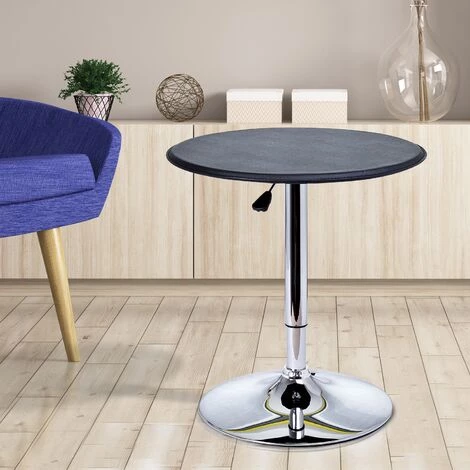 HOMCOM Table De Bar Table Bistro Chic Style Contemporain Table Ronde Hauteur Réglable 67-93 Cm Ø 63 Cm Plateau Pivotant 360° Métal Chromé PVC Noir 4 HOMCOM Table De Bar Table Bistro Chic Style Contemporain Table Ronde Hauteur Réglable 67-93 Cm Ø 63 Cm Plateau Pivotant 360° Métal Chromé PVC Noir – Image 2