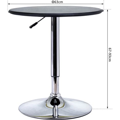 HOMCOM Table De Bar Table Bistro Chic Style Contemporain Table Ronde Hauteur Réglable 67-93 Cm Ø 63 Cm Plateau Pivotant 360° Métal Chromé PVC Noir 5 HOMCOM Table De Bar Table Bistro Chic Style Contemporain Table Ronde Hauteur Réglable 67-93 Cm Ø 63 Cm Plateau Pivotant 360° Métal Chromé PVC Noir – Image 3