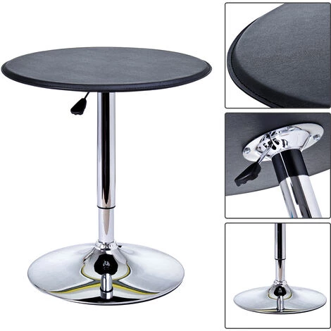 HOMCOM Table De Bar Table Bistro Chic Style Contemporain Table Ronde Hauteur Réglable 67-93 Cm Ø 63 Cm Plateau Pivotant 360° Métal Chromé PVC Noir 6 HOMCOM Table De Bar Table Bistro Chic Style Contemporain Table Ronde Hauteur Réglable 67-93 Cm Ø 63 Cm Plateau Pivotant 360° Métal Chromé PVC Noir – Image 4