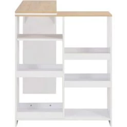 ASUPERMALL Table De Bar Avec Tablette Amovible Blanc 138 X 40 X 120 Cm -Table haute et bar Soldes 19907434 4