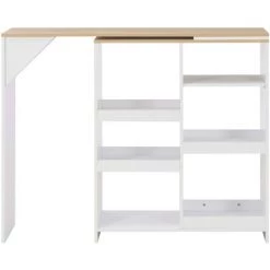 ASUPERMALL Table De Bar Avec Tablette Amovible Blanc 138 X 40 X 120 Cm -Table haute et bar Soldes 19907434 5