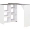 ASUPERMALL Table De Bar Avec Tablette Amovible Blanc 138 X 40 X 120 Cm -Table haute et bar Soldes 19907435 1