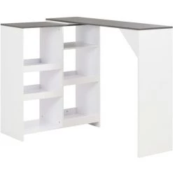 ASUPERMALL Table De Bar Avec Tablette Amovible Blanc 138 X 40 X 120 Cm -Table haute et bar Soldes 19907435 4