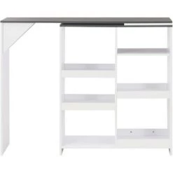 ASUPERMALL Table De Bar Avec Tablette Amovible Blanc 138 X 40 X 120 Cm -Table haute et bar Soldes 19907435 5