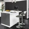 IDMARKET Ilot Central IVO 120 Cm Blanc Et Gris Avec Plan De Travail - Gris -Table haute et bar Soldes 19935806 1