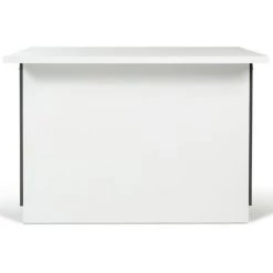 IDMARKET Ilot Central IVO 120 Cm Blanc Et Gris Avec Plan De Travail - Gris -Table haute et bar Soldes 19935806 5