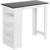 OOBEST Table De Bar Avec Rangement Table Bistro Haut Avec 4 Étagères Panneaux De Particules 110 X 50 X 103 Cm Blanc + Noir -Table haute et bar Soldes 19976402 1