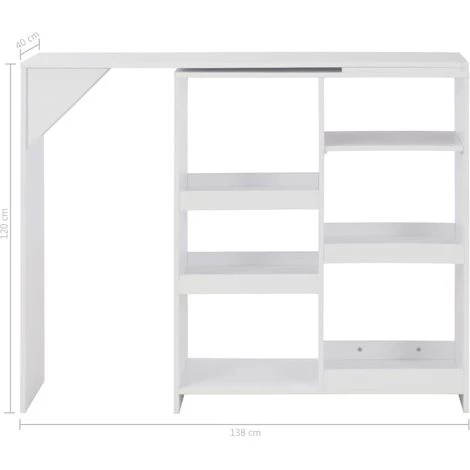ASUPERMALL Table De Bar Avec Tablette Amovible Blanc 138 X 40 X 120 Cm 5 ASUPERMALL Table De Bar Avec Tablette Amovible Blanc 138 X 40 X 120 Cm – Image 3