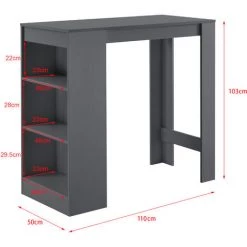 Table De Bar Kouvola 110 X 50 X 103 Cm Gris Foncé [en.casa] -Table haute et bar Soldes 20890092 4
