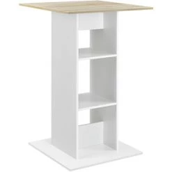 Table De Bar Visby 3 Étagères 70 X 70 X 110 Cm Blanc Effet Chêne [en.casa] -Table haute et bar Soldes 20890112 2